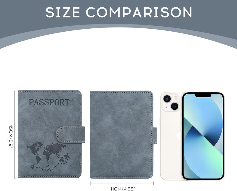 ILIYAH -Passport Cover-Passport Holder Travel Wallet-RFID Blocking Passport Case Travel Accessories Card Holder Wallet Unisex Travel Gifts(Grey) - Image 2